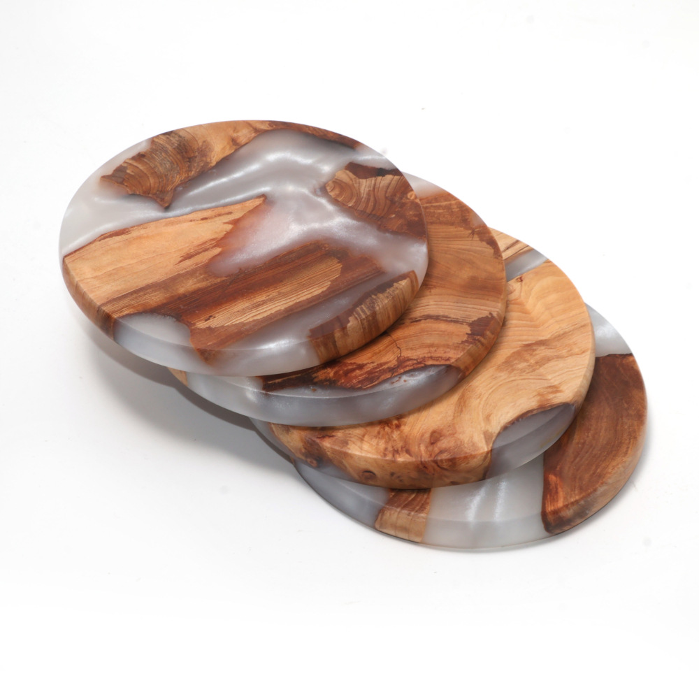 Resin Art Coasters - İçecek Altlığı Seti, Ahşap Bar Altlıkları,