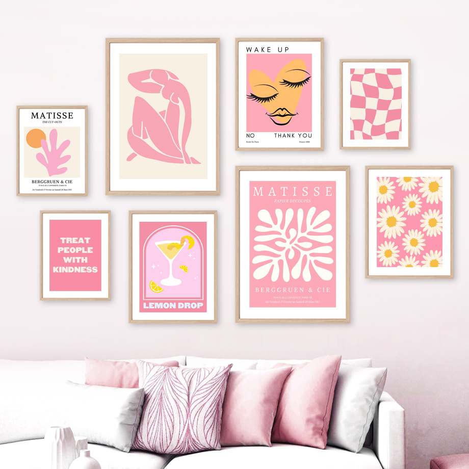 Resin Art Wall Decor - Matisse Kadın Yaprak Çiçek İçecek Melek