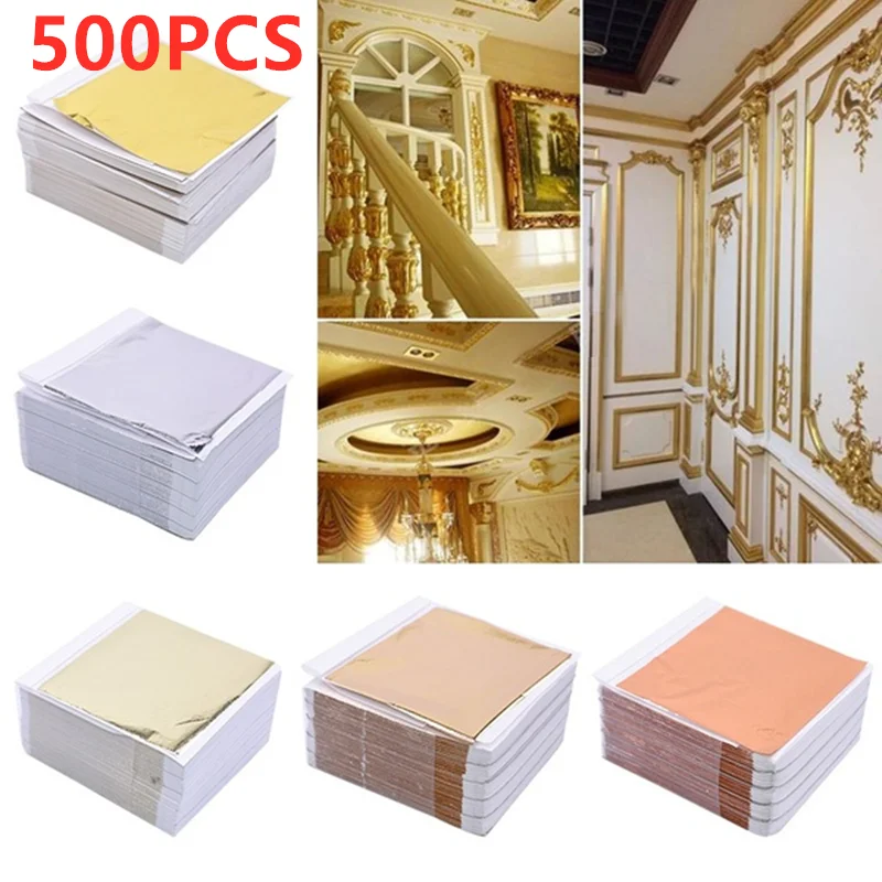 Gold Leaf Foil - 500 Yaprak Taklit Altın Gümüş Folyo